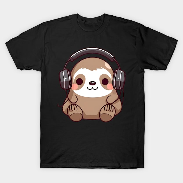 Sloth headphones T-Shirt by pako-valor